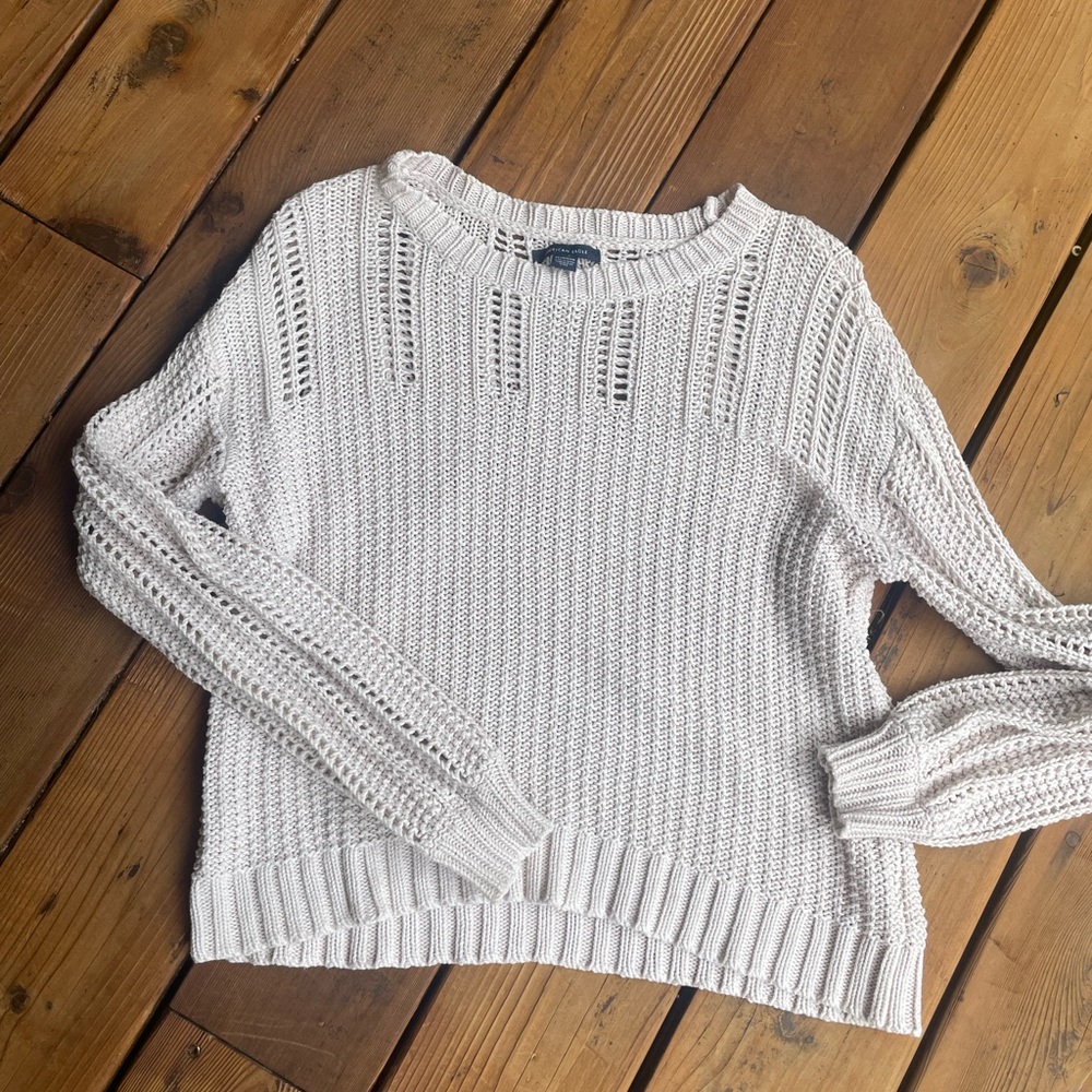 American Eagle Outfitters Cream Knit Sweater